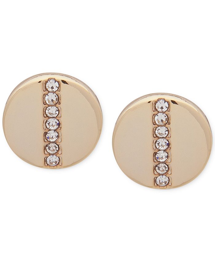 DKNY Gold-Tone Pavé Stud Earrings & Reviews - Earrings - Jewelry ...
