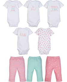 Boys and Girls 5-Pack Short Sleeve Bodysuit and 3-Pack pant outfit