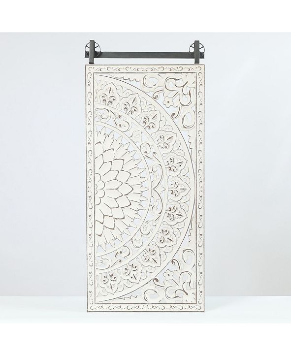 Luxen Home Set of 2 Decorative Carved FloralPatterned MDF