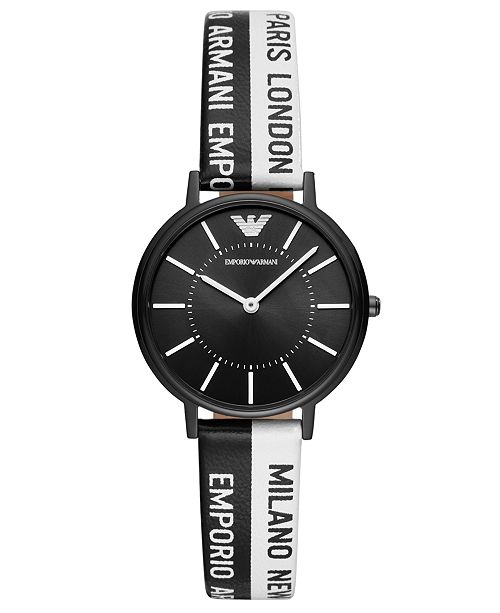 Emporio Armani Women S Black White Logo Silicone Strap Watch 32mm Reviews All Fine Jewelry Jewelry Watches Macy S