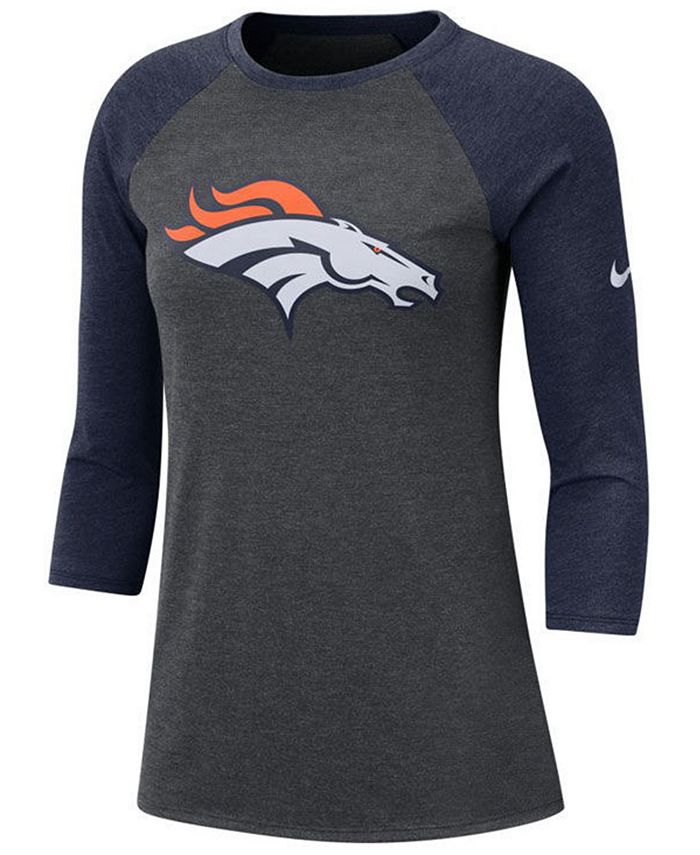 Nike Women's Denver Broncos Logo Three-Quarter Sleeve T-Shirt & Reviews ...