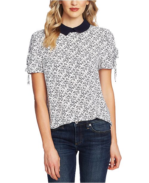 CeCe Women's Sleeveless Peter Pan Collar Top Soft Ecru Size Small