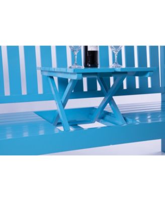 Gardenised Wooden Patio Garden Park Outdoor Yard Bench With Middle Pop-up Foldable Table