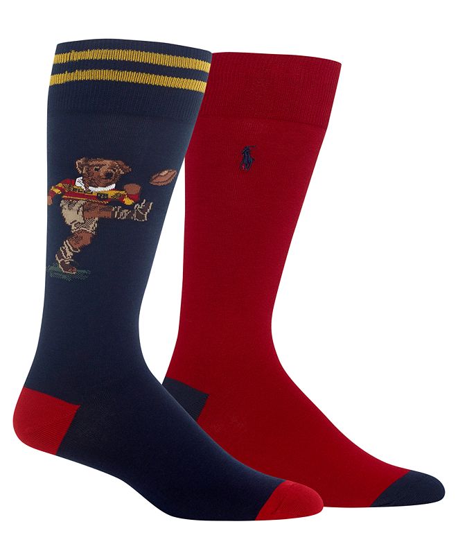 Polo Ralph Lauren Men's Big & Tall 2-Pk. Rugby Bear Socks & Reviews ...