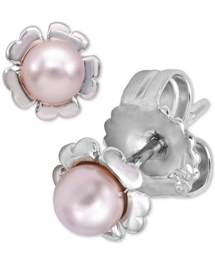 Majorica Sterling Silver Imitation Pearl Flower Mini Stud Earrings