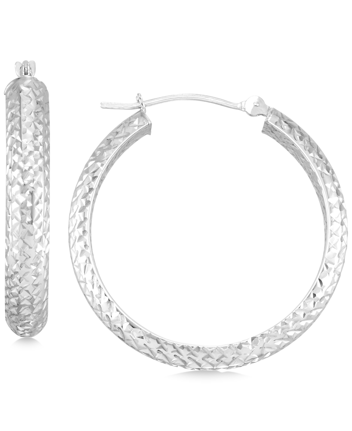 Textured Hoop Earrings in 10k Yellow Gold, Rose Gold or- White Gold