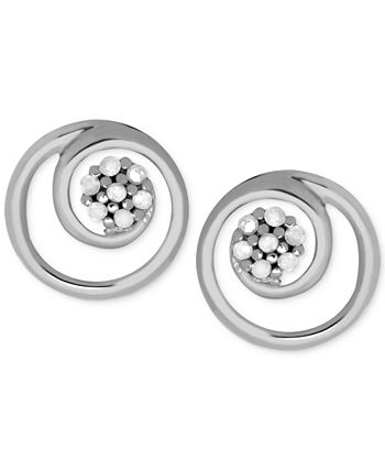 Macy's - Diamond (1/10 ct. t.w.) Swirl Illusion Stud Button Earrings in Sterling Silver