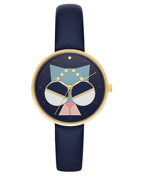 Kate Spade New York Women S Metro Navy Leather Strap Watch