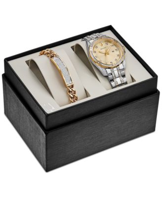 Bulova Men s Two Tone Stainless Steel Bracelet Watch 42mm Gift Set Macy s