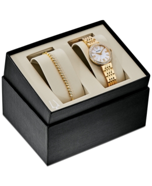 image of Bulova Women-s Gold-Tone Stainless Steel Bracelet Watch 33mm Gift Set
