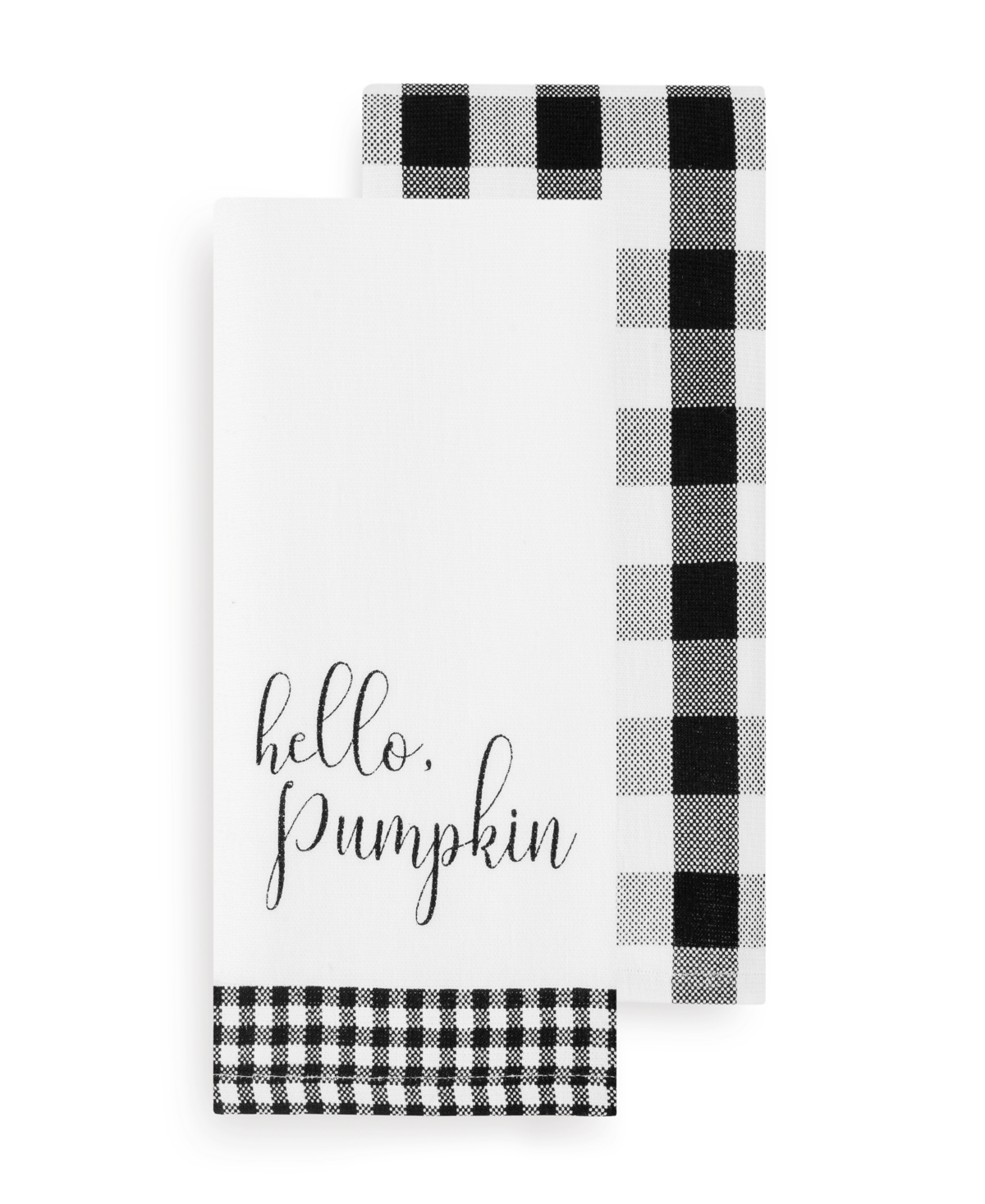 Hello Pumpkin and Check Kitchen Towel Set - Black/white