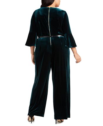 Calvin klein green velvet jumpsuit clearance