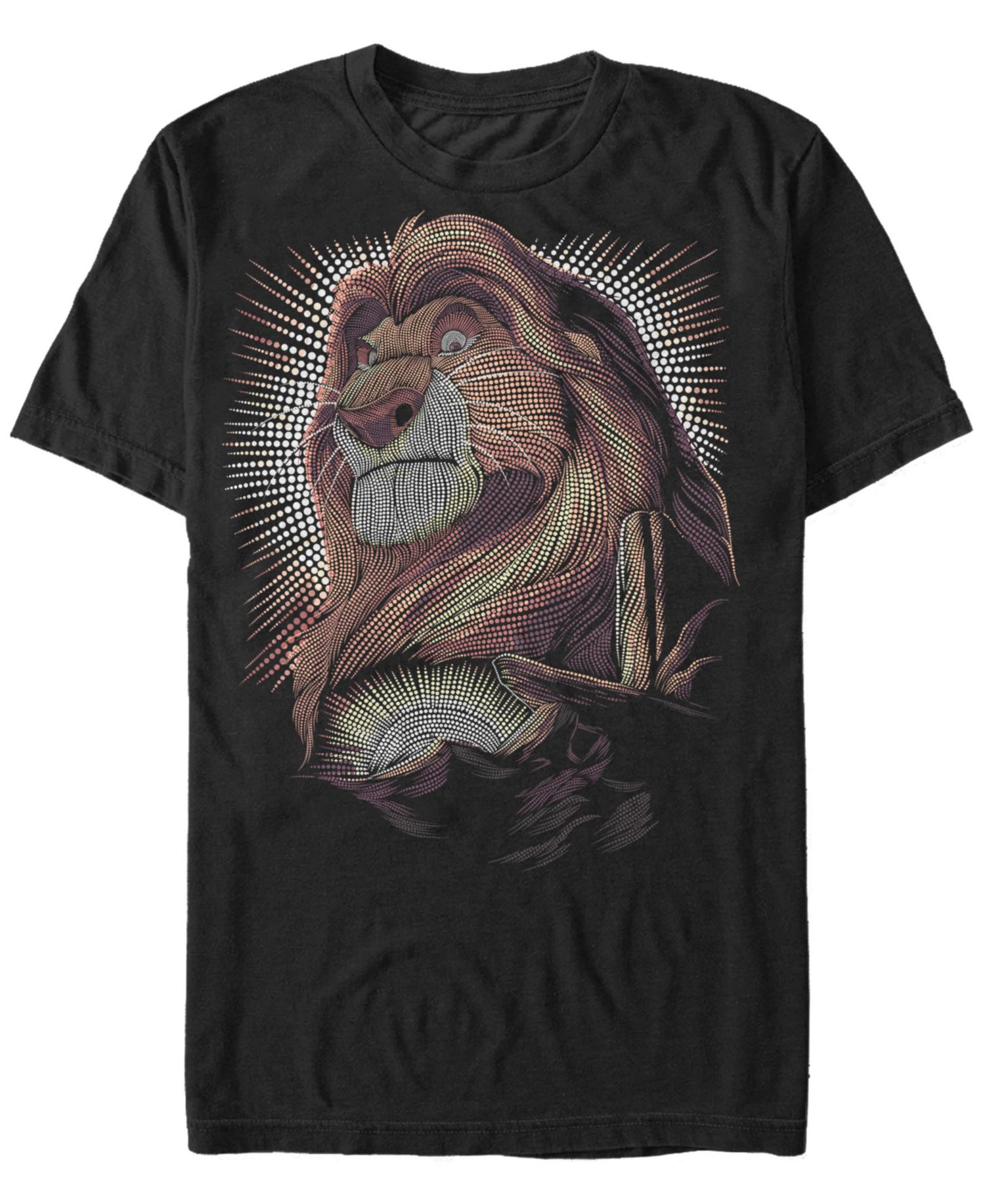 Disney Men’s Lion King Mufasa Pride Rock Dot Art Retro Portrait Short Sleeve T-Shirt