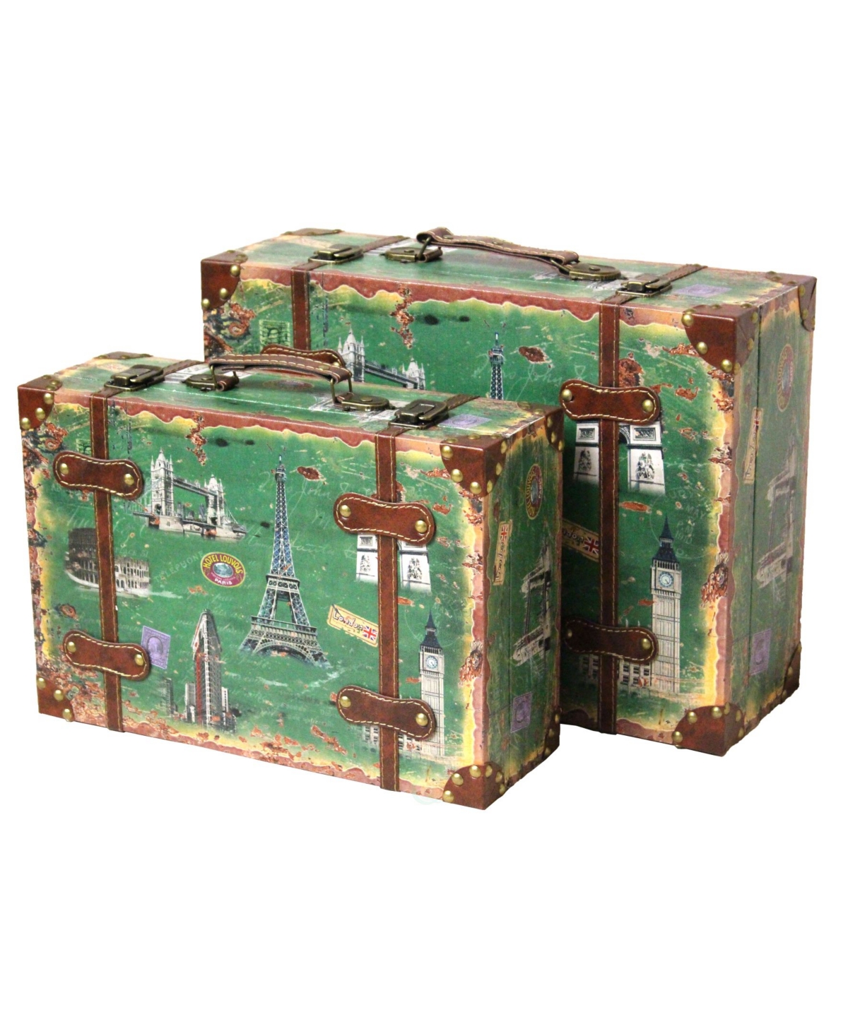 Vintiquewise Vintage-like Style European Luggage Suitcase, Set Of 2 In Green