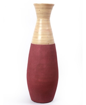 Uniquewise Handcrafted Bamboo Floor Vase, 31.5" Tall In Red