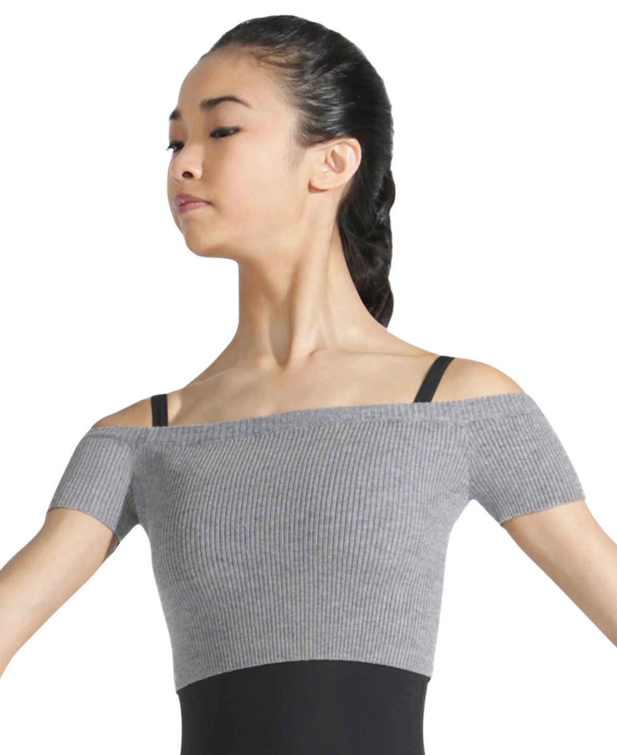 Capezio Ribbed Sweater Knit Cropped Sweater