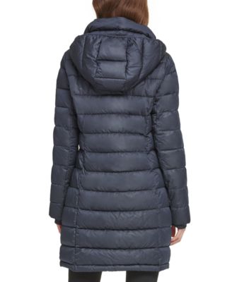 dkny asymmetric hooded coat