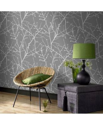 Graham Brown Innocence Charcoal And Silver Wallpaper - Macy's