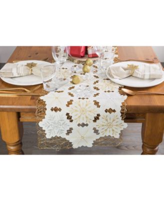 Embroidered Snowflakes Table Runner