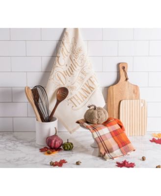 Assorted Check Fall Be Thankful Printed Dishtowel Set