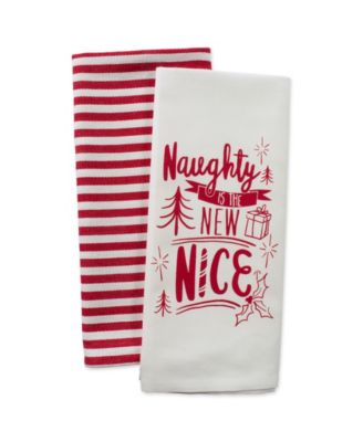 Assorted Naughty Nice Holiday Printed Dishtowel Set