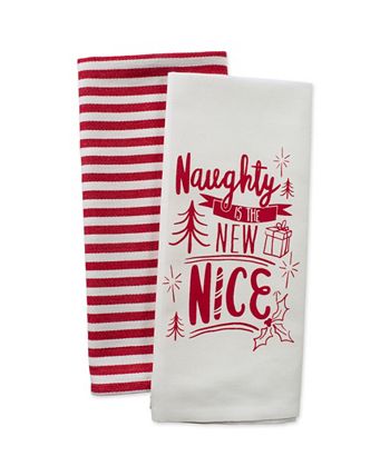 DII Assorted Naughty Nice Holiday Printed Dishtowel (Set of 2)