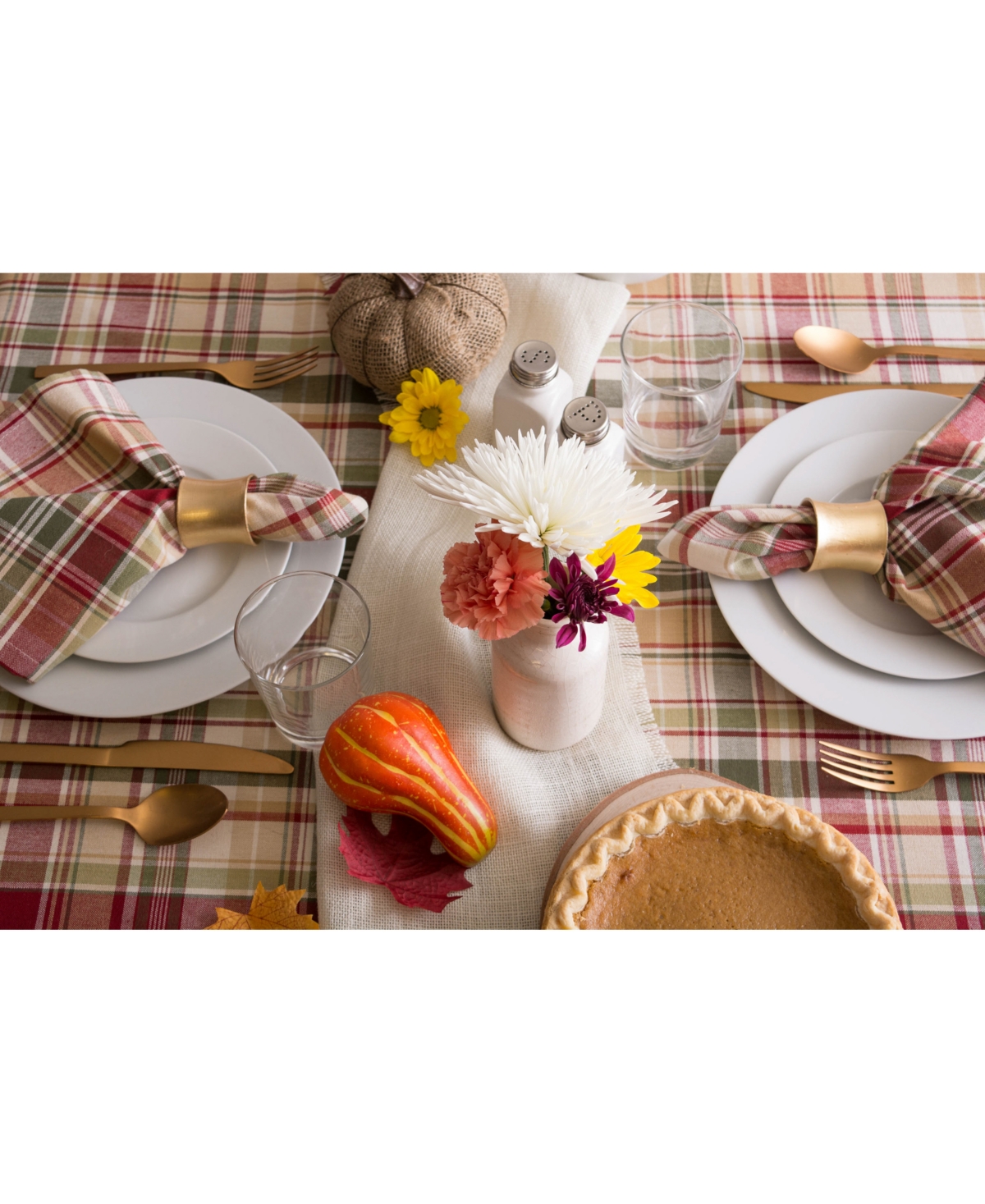 Design Imports Give Thanks Plaid Tablecloth