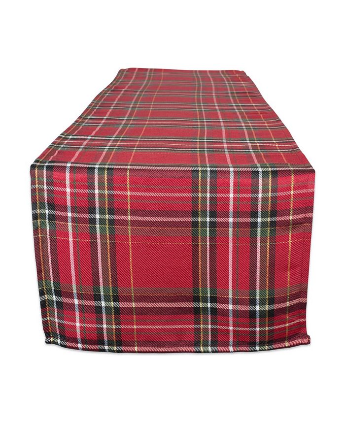 Design Imports Holiday Metallic Plaid Table Runner - Macy's