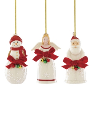 Lenox Kids' Jingles Ornament, Set Of 3 In Ivory With Enamel Coloring And Gold Accents
