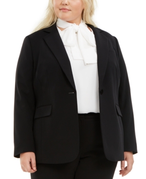 Bar Iii Trendy Plus Size One-Button Blazer Created for Macy's