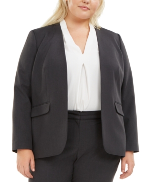 Bar Iii Trendy Plus Size Open-Front Blazer Created for Macy's