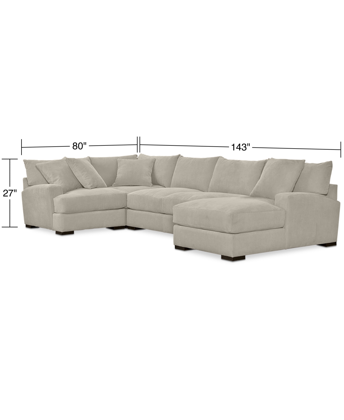 Rhyder 4-Pc. 80'' Fabric Sectional Sofa with Chaise, Created for Macy's