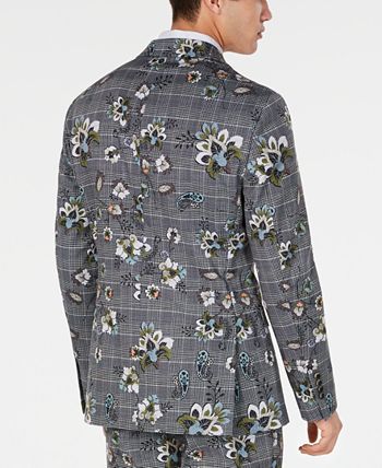 Tallia Men's Slim Fit Multicolor Plaid Blazer Blue Size 38