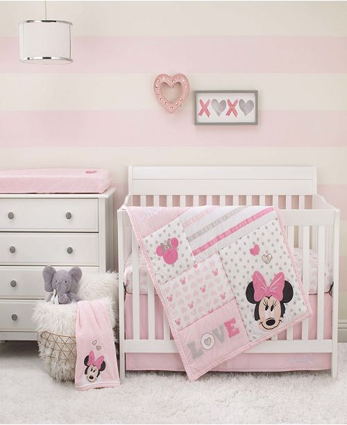 Disney Minnie Mouse Love To Love 3 Piece Crib Bedding Set