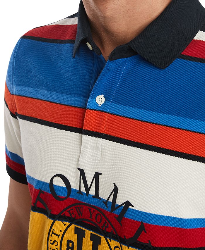 Tommy Hilfiger Men's Slim Fit Spruce Stripe Polo Shirt, Created for ...