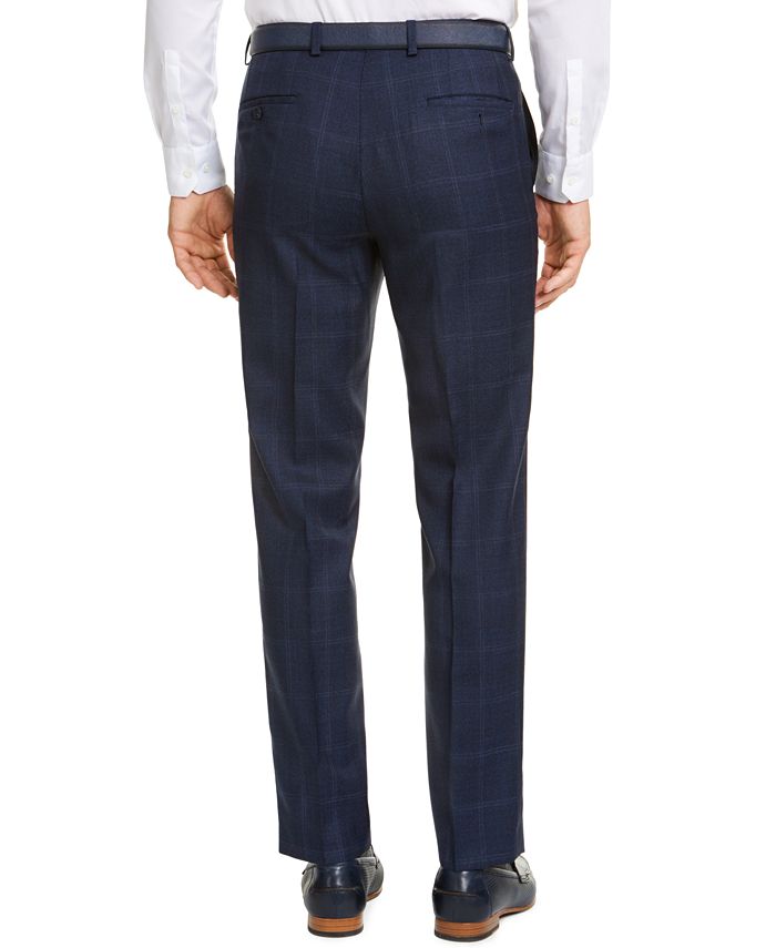 Michael Kors Men's Classic Fit Airsoft Stretch Teal Plaid Suit Separate Pants Blue Size 36X30