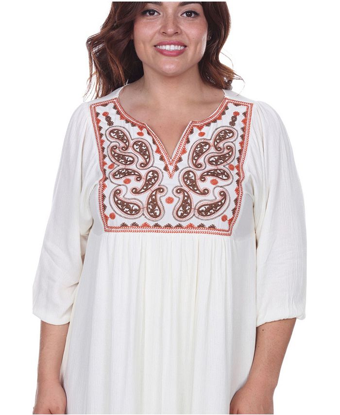White Mark Women's Plus Size Marcella Embroidered Dress - Macy's