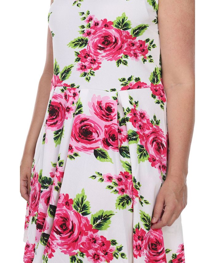 White Mark Women's Plus Size Floral Print Crystal Dress - Macy's