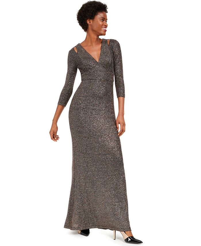 Calvin Klein Cutout Glitter Gown & Reviews - Dresses - Women - Macy's