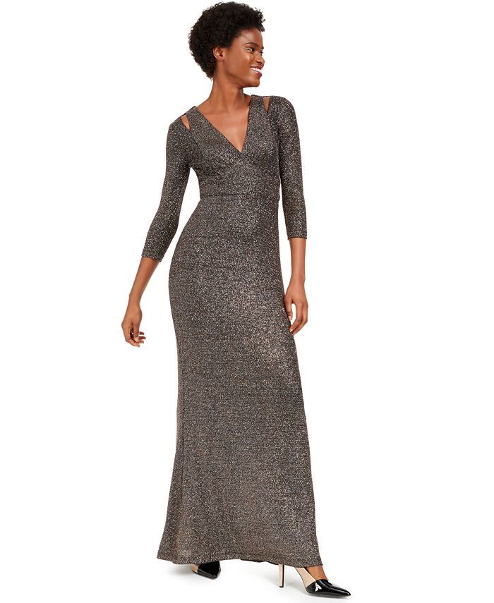 Calvin Klein Cutout Glitter Gown - Macy's