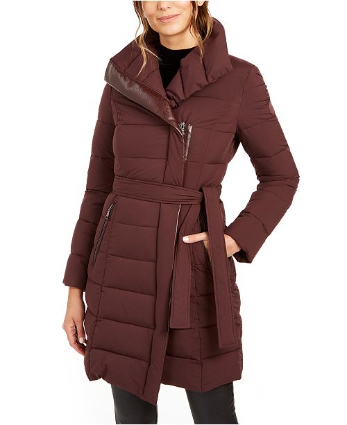 Tahari Asymmetrical Belted Puffer Coat Reviews Coats Women Macy S