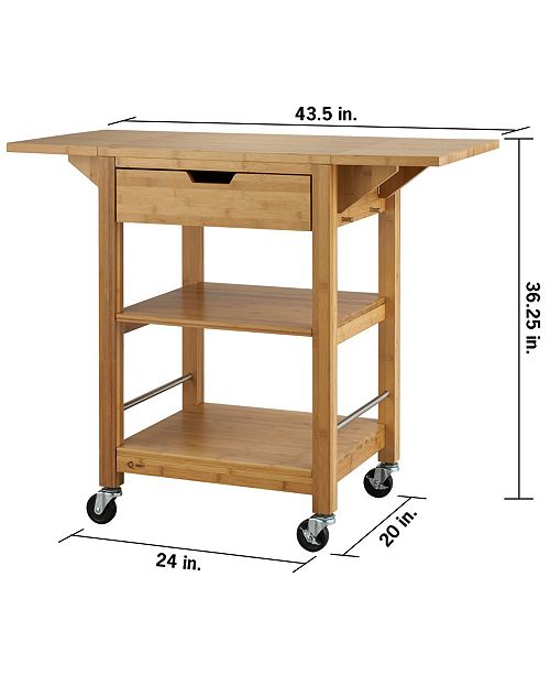 Trinity 24 Bamboo Kitchen Cart With Drop Leaf Reviews Furniture Macy S