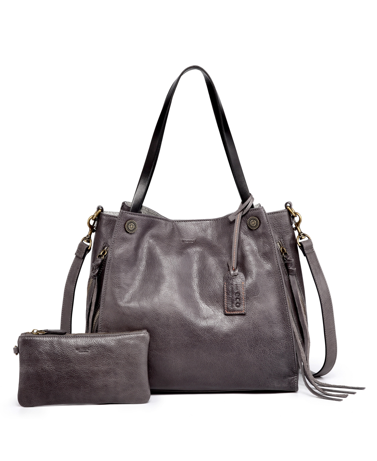 Women's Genuine Leather Daisy Tote Bag - Taupe