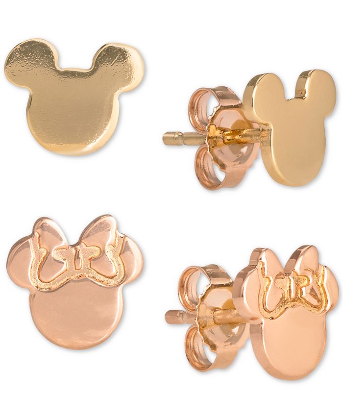 Disney Children's 2-Pc. Set Mickey & Minnie Stud Earrings in 18k Gold ...