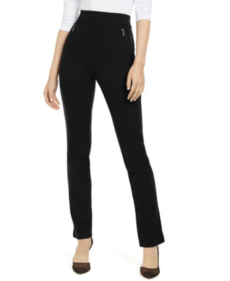 Petite High-Rise Zip-Pocket Pants - Deep Black