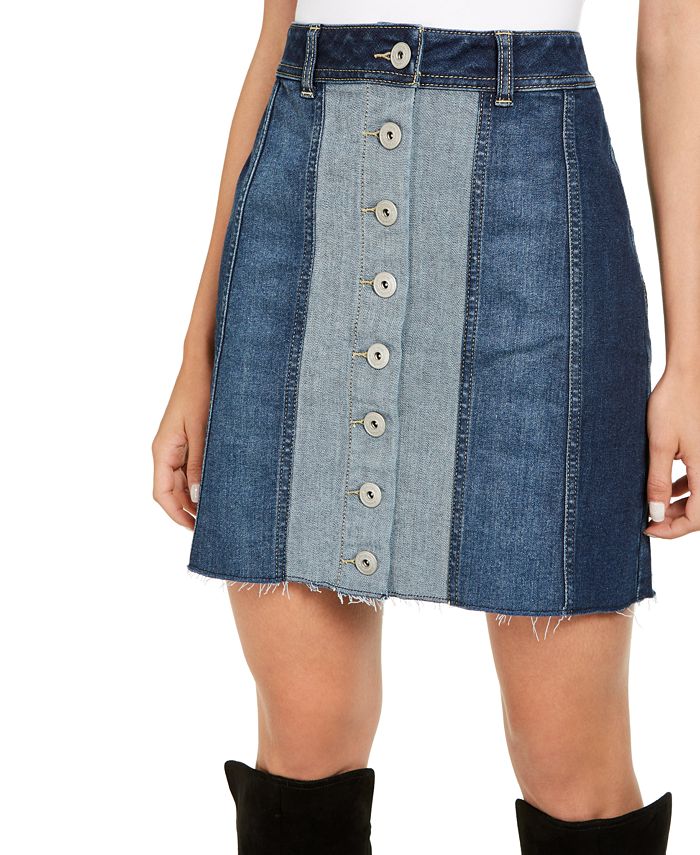 INC International Concepts INC Denim Patchwork Mini Skirt, Created for ...