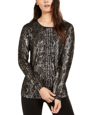 INC International Concepts - Metallic Python-Print Sweater