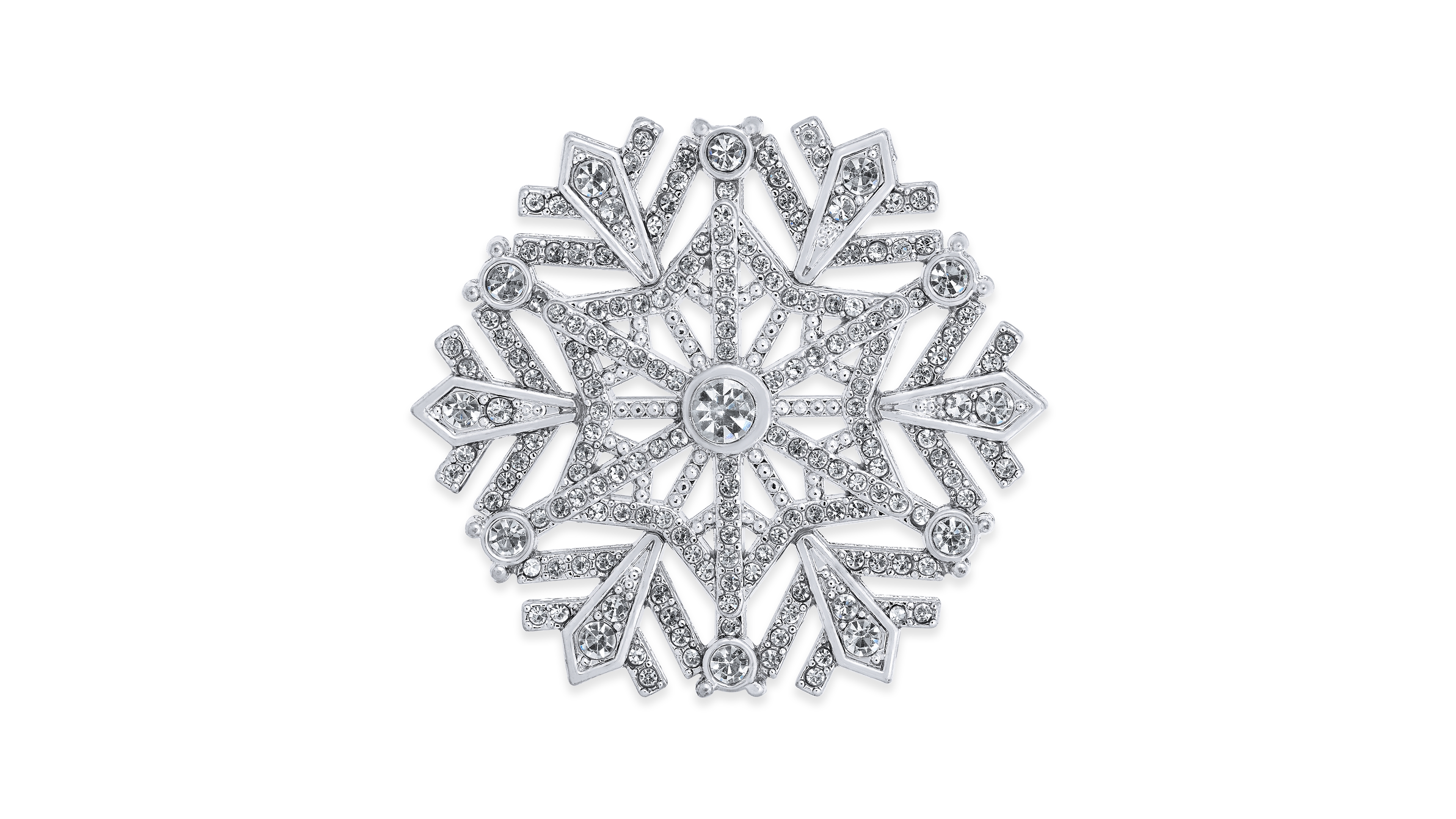 Holiday Lane Silver-Tone Crystal Snowflake Pin, Created for Macy's