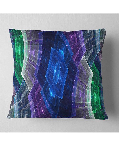 Designart Bright Blue And Green Flower Grid Abstract Throw Pillow