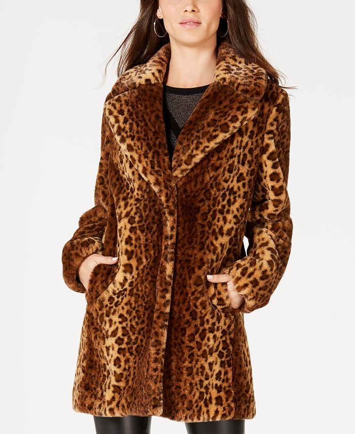 kensie Leopard-Print Faux-Fur Coat & Reviews - Coats & Jackets - Women ...